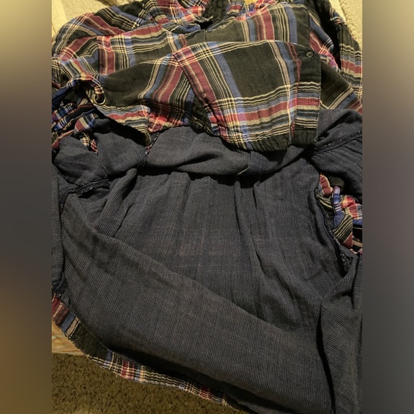 Free People Nordic Side Lace-Up Flannel Button Down Top Size Large - Picture 10 of 10